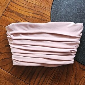 Zara Blush Pink Draped Cropped Bustier Top Size XS